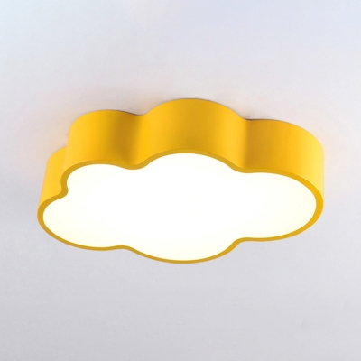 Cartoon Modern Cloud Flush Light Yellow Acrylic LED Ceiling Light for Nursing Room Corridor Warm Light 19.5