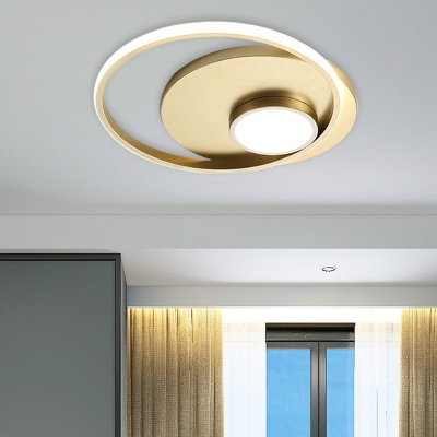 Circle Bedroom Flush Lighting Fixture Acrylic LED Contemporary Flush Mount Lamp in Gold