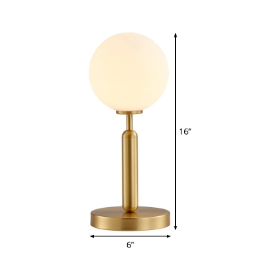 Contemporary 1 Head Desk Lamp Brass Sphere Reading Book Light with Opal Glass Shade