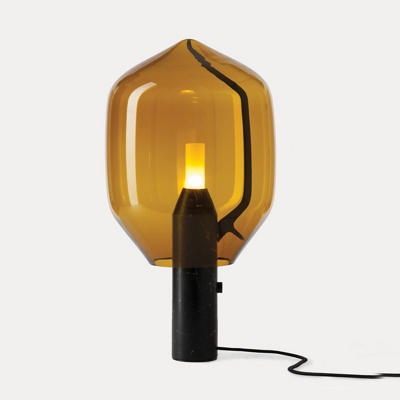Contemporary 1 Head Task Lighting Black Urn Small Desk Lamp with Smoke Gray/Tan Glass Shade
