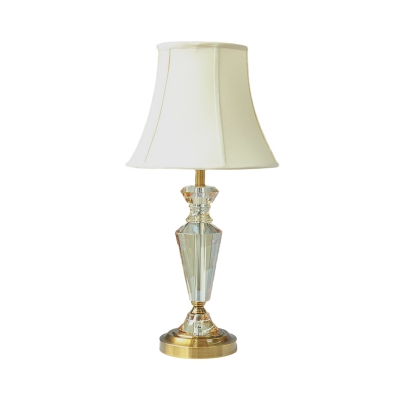 Gold Urn Table Lamp Modernism 1 Head Faceted Crystal Desk Light with Fabric Shade