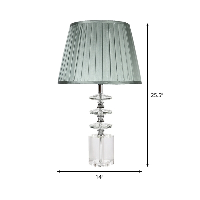 Grey Barrel Desk Light Modernism 1 Bulb Fabric Table Lamp with Clear Crystal Base