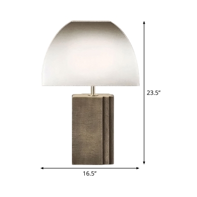 Grey Curvy Task Light Modern 1 Head Fabric Night table Lamp with Rectangular Resin Base