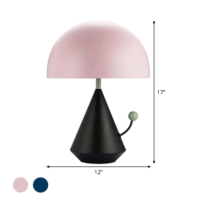Macaron Hemisphere Task Lighting Metal 1 Bulb Small Desk Lamp in Pink/Blue for Bedroom