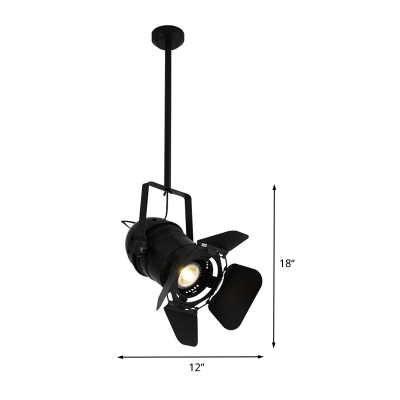 Metal Black Pendant Lighting Camera 1 Bulb Antiqued Ceiling Spotlight for Coffee Shop