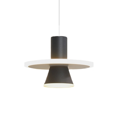Modern Flared Suspension Light Metallic LED Bedroom Hanging Pendant Lamp in Black, White/Warm Light