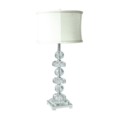 Modernism Drum Table Light Fabric 1 Head Small Desk Lamp in White for Living Room