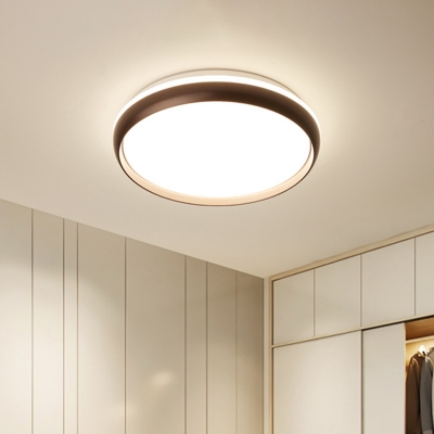 Simple Circle Flushmount Lighting Metal Living Room LED Flush Mount Lamp Fixture in Black/Gold/Silver