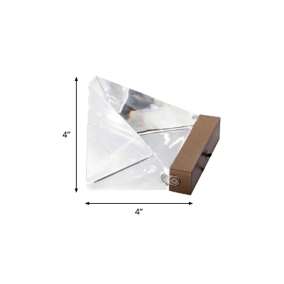 Triangular Living Room Table Light Clear Crystal LED Minimalist Small Desk Lamp