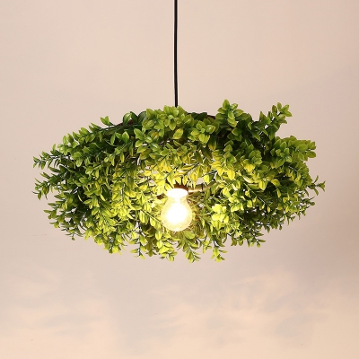 1 Bulb Exposed Bulb Hanging Pendant Vintage Black Metal LED Plant Ceiling Hang Fixture for Restaurant