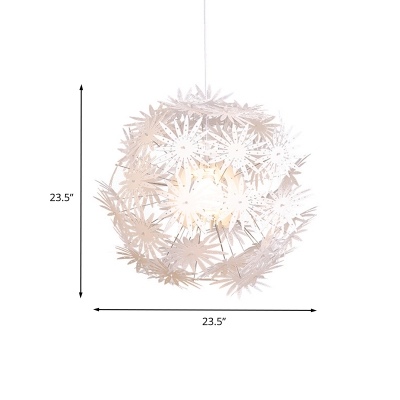 Acrylic Dandelion Suspension Light Contemporary 1-Head White Finish Pendant Lamp, 19