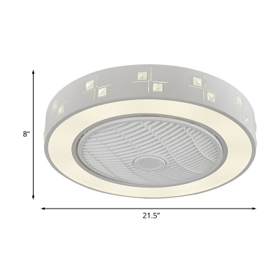 Acrylic White Ceiling Fan Lighting Linear/Square LED Modern Semi Flush Mount Light Fixture for Living Room, 21.5