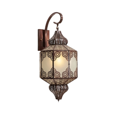 Black 1 Head Sconce Light Fixture Arab Metal Lantern Wall Lamp Shade for Corridor