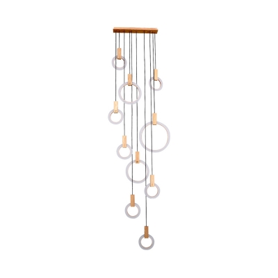 Circle Acrylic Cluster Pendant Modernist 10 Heads White Hanging Ceiling Light with Round/Linear Canopy