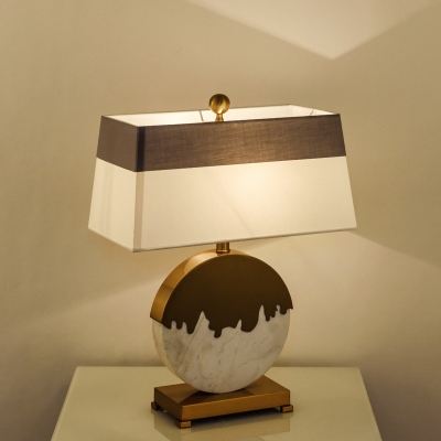 Contemporary 1 Bulb Task Lighting Gold Tapered Small Desk Lamp with Fabric Shade