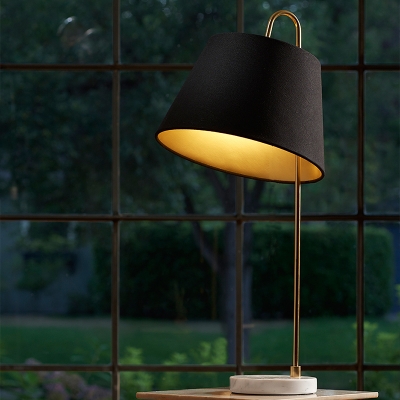 Contemporary 1 Head Task Lighting Black Tapered Reading Book Light with Fabric Shade