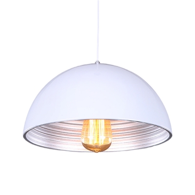 Dome Bar Drop Pendant Lamp Industrial Metal 1 Head White/Black Finish Hanging Ceiling Light