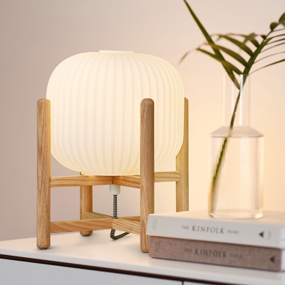Lantern Nightstand Lamp Modernist White Glass 1 Head Living Room Reading Book Light
