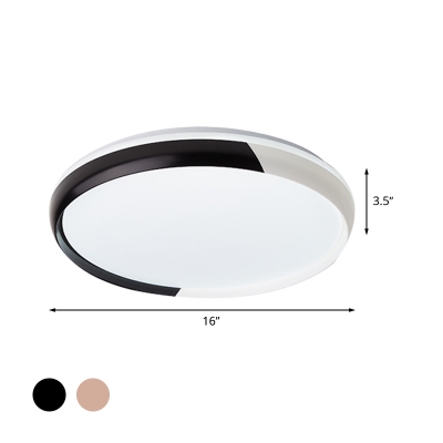 LED Bedroom Flush Mount Light Modern Black/Rose Gold Flushmount with Round Acrylic Shade