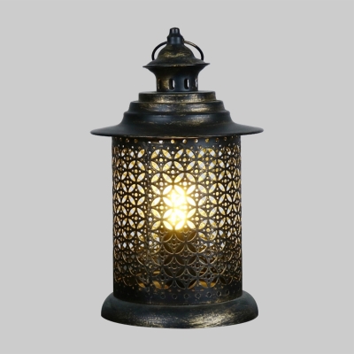 Oval/Cylinder Cafe Night Table Lighting Arab Metal 1 Bulb Black Nightstand Light, 5