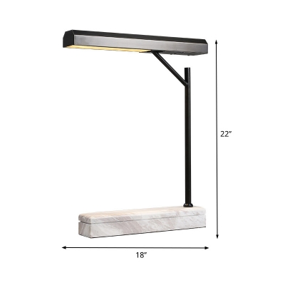 Shaded Metal Task Lighting Modernism LED Black Small Desk Lamp with Marble Base