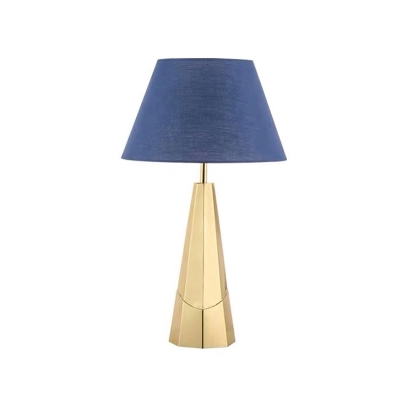 Wide Flare Nightstand Lamp Contemporary Fabric 1 Head Reading Book Light in Blue