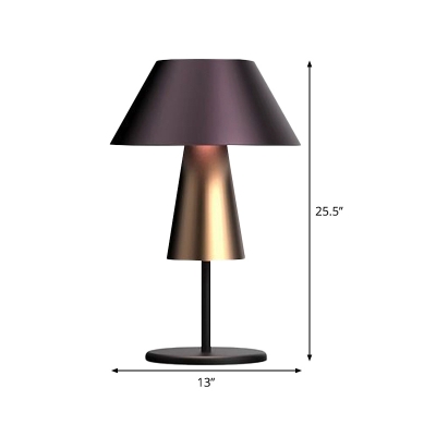 1 Head Conical Table Light Contemporary Metal Small Desk Lamp in Black for Study
