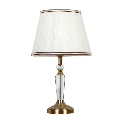 1 Head Dining Room Table Lamp Modernist Gold Desk Light with Conical Fabric Shade