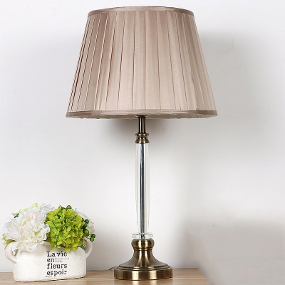 1 Head Flare Table Light Modernism Fabric Small Desk Lamp in Light Brown for Study