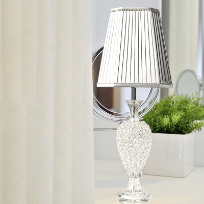 1 Head Jar Desk Light Modern Faceted Crystal Night Table Lamp in Grey for Bedside