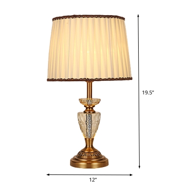 Beige Drum Task Lighting Modern 1 Bulb Fabric Reading Lamp with Faux-Braided Detailing