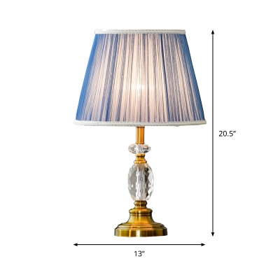 Contemporary Shaded Reading Light Fabric 1 Head Nightstand Lamp in Blue for Bedroom