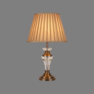 Fabric Flared Desk Light Modernism 1 Bulb Gold Night Table Lamp with Metal Base