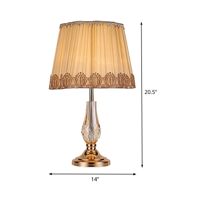 Fabric Pleated Reading Lamp Contemporary 1 Head Task Lighting in Beige for Study