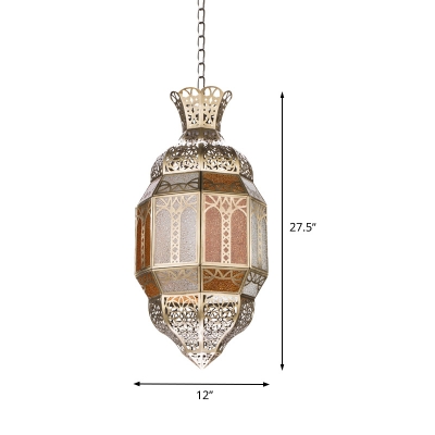 Faceted Restaurant Ceiling Lamp Arabian Metal 1 Head Brass Hanging Pendant Light
