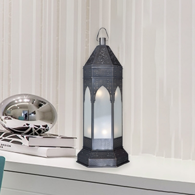 Grey Multifaceted Night Lighting Antique Metal 3 Bulbs Living Room Nightstand Light