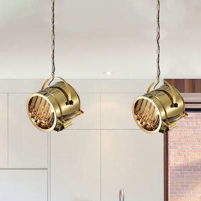 Industrial Camera Spotlight Pendant Lamp 1 Light Stainless Steel Ceiling Suspension Light in Gold