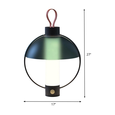 Metal Domed Task Light Modernist 1 Bulb Green Desk Lamp with Cylinder White Glass Shade