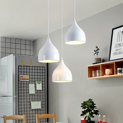 Onion Metal Hanging Light Fixture Modernism 3-Head White Finish Multi Lamp Pendant