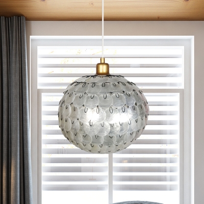 Shell Global Ceiling Pendant Light Modernist 1 Bulb Suspension Lamp in Silver for Bedroom