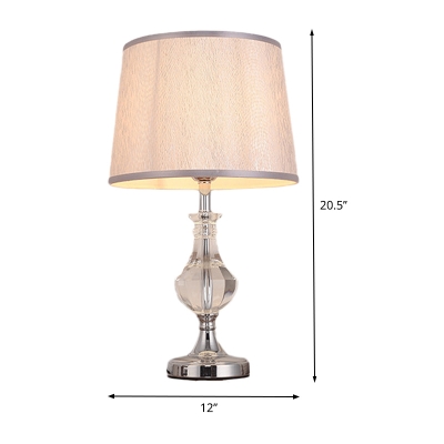 Tapered Drum Reading Lamp Modernist Fabric 1 Bulb Task Lighting in Grey for Bedroom