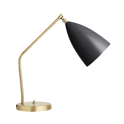 1 Light Table Lamp Industrial Bedroom Task Lighting with Bullet Metallic Shade in Black