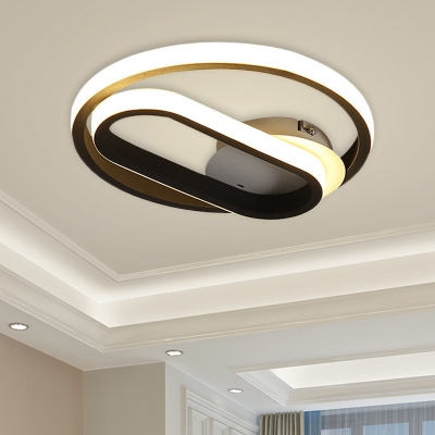 Acrylic Ring Flush Mount Contemporary LED Black Flush Lighting in Warm/White Light for Bedroom