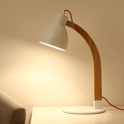Bowl Task Lighting Modernist Metal 1 Head Small Desk Lamp in White for Living Room