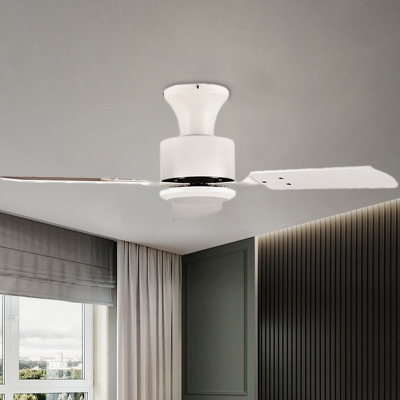 Circular Living Room Fan Light Modernist Acrylic LED White Semi Flush Mount Lighting with 3 Blades, 32