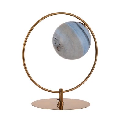 Closed Glass Spherical Nightstand Lamp Modernist 1 Bulb Reading Book Light in Gold