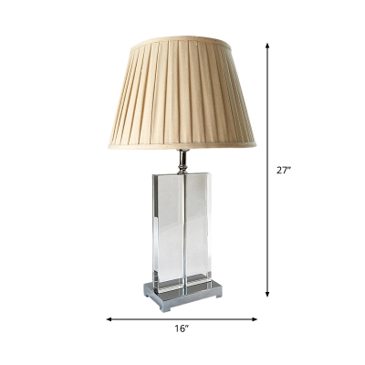 Contemporary 1 Bulb Reading Light Beige Wide Flare Small Desk Lamp with Fabric Shade