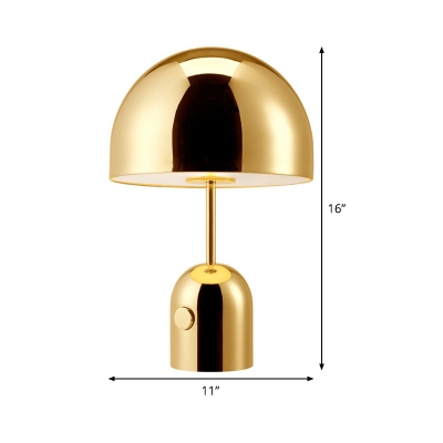 Contemporary 1 Bulb Task Lighting Gold Hemisphere Small Desk Lamp with Metal Shade