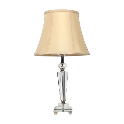 Contemporary 1 Head Reading Light Beige Trumpet Night Table Lamp with Fabric Shade