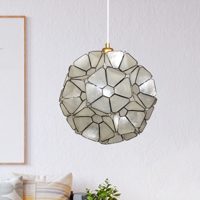 Contemporary 1 Light Splicing Pendant Black Blossom Flower Ceiling Hang Fixture with Shell Shade